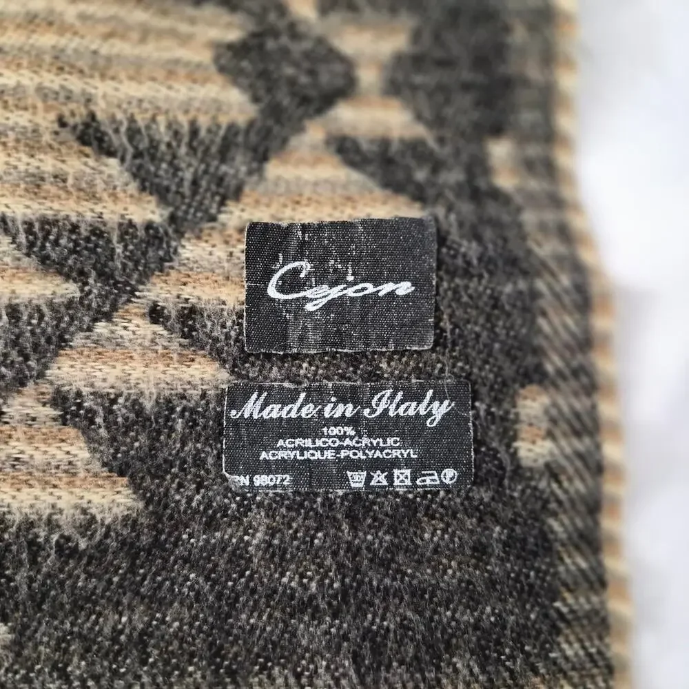 Cejon Made in Italy‎ Aztec Southwestern Fringe Scarf Whimsigoth Goblincore